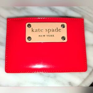 Kate Spade Red Patent Newspaper 📰🗞️ Print Cardholder ❤️📰 w/pouch